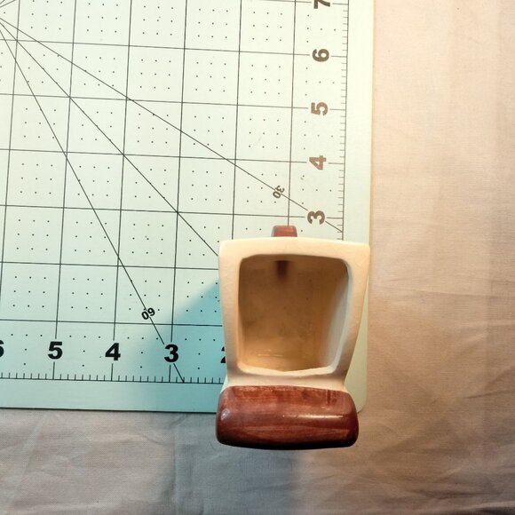 Ceramic Wheelbarrow Toothpick Holder Cart Tan Brown Handle Vintage 1950 MCM - Picture 8 of 9